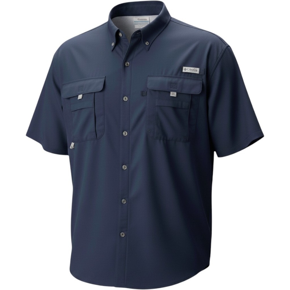 Columbia PFG Bahama II Fishing Shirt Mens 4X Tall Navy Blue Short Sleeve Nylon